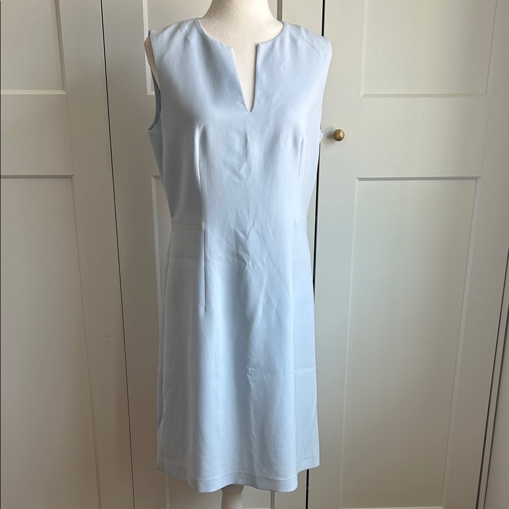 Lafayette 148 Light Blue Sleeveless Shift Dress | 8